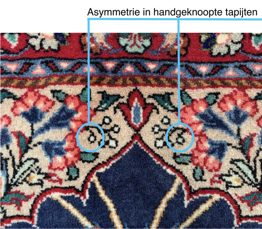 asymmetrie in handgeknoopte tapijten
